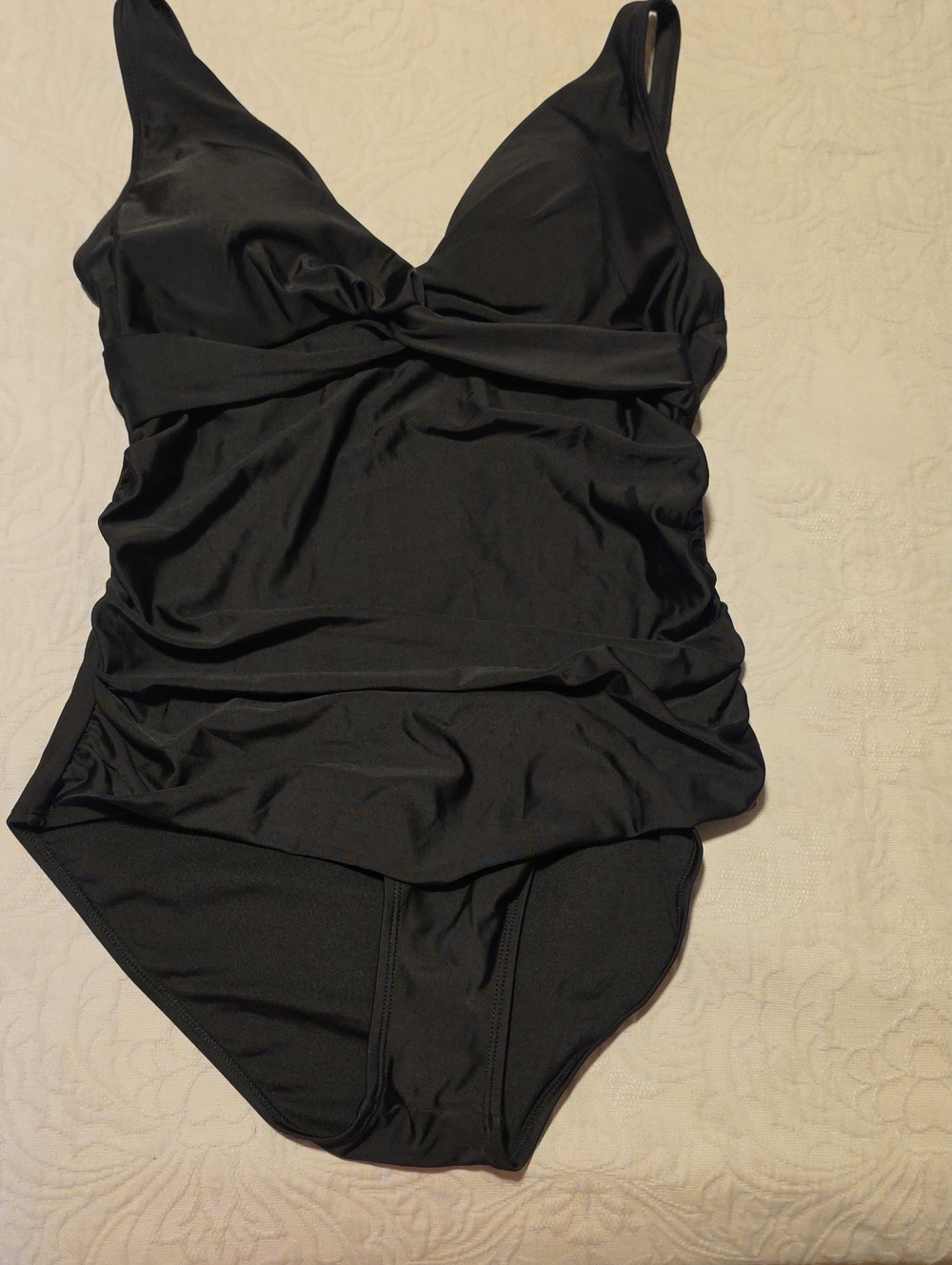 Women's Black One-Piece Swimsuit - Classic Ruched Tankini Style